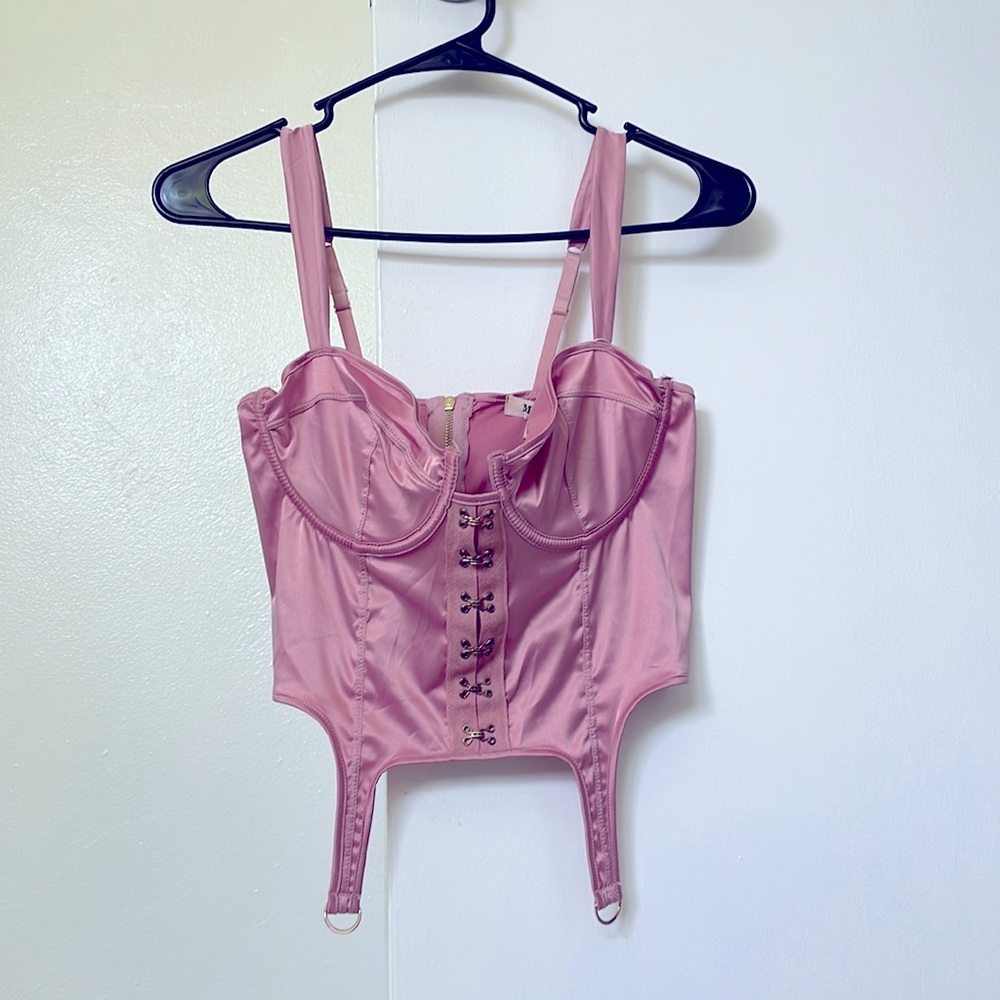 Pink Satin Bustier. Size M.